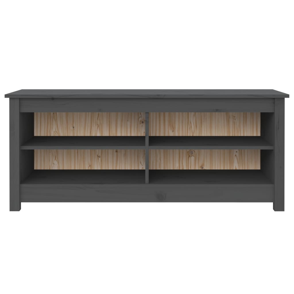 Banco Zapatero Madera Maciza De Pino Gris 110x38x45,5 Cm / Vetonek_2
