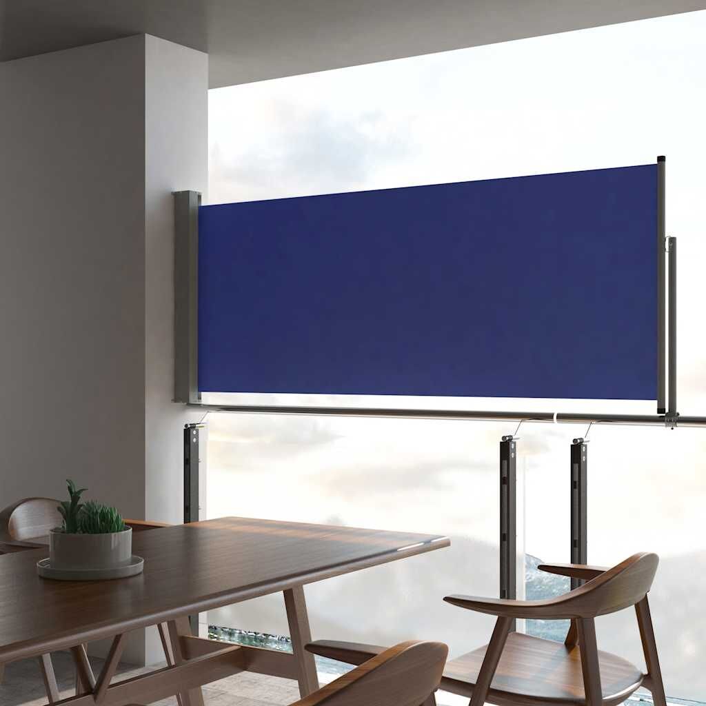 Vidaxl Toldo Lateral Retráctil De Jardín Azul 100x300 Cm_1