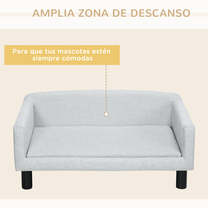Pawhut Sofá Para Perros Medianos Con Patas De Madera 82x54x36 Cm Gris_5