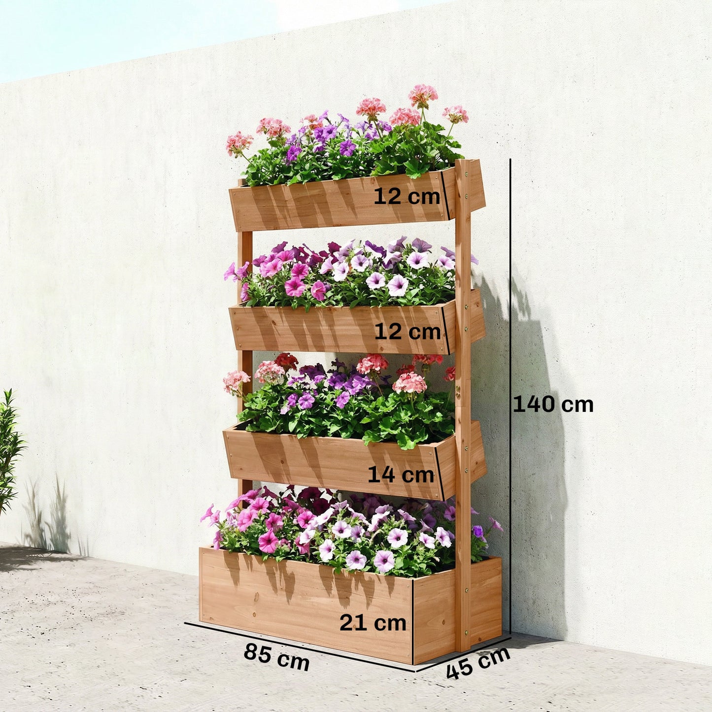 Outsunny Jardinera De Madera De 4 Niveles Con Orificios De Drenaje Marrón_2