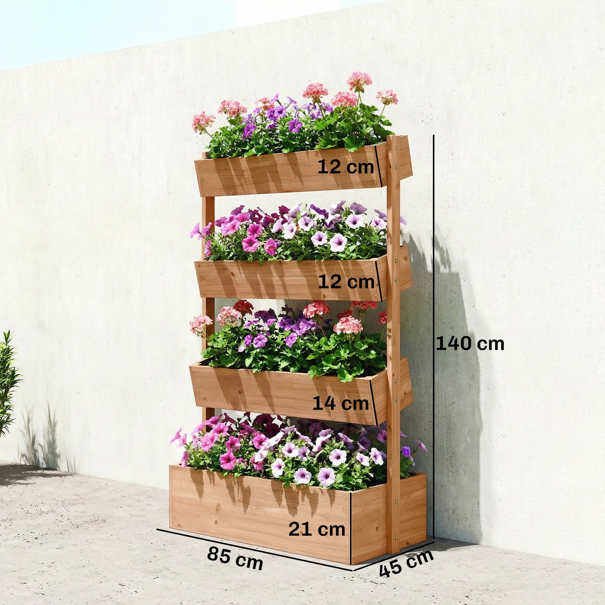 Outsunny Jardinera De Madera De 4 Niveles Con Orificios De Drenaje Marrón_2