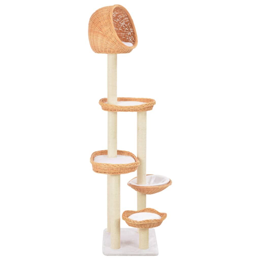 Vidaxl Rascador Para Gatos Con Poste De Sisal Madera Natural De Sauce_2