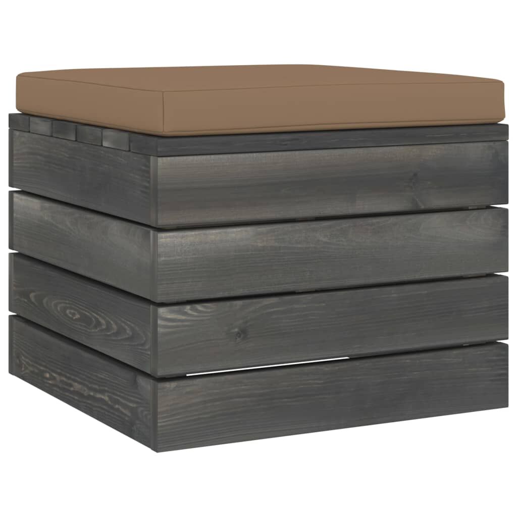 Vidaxl Otomana De Palets De Jardín Con Cojín Gris Taupe Madera De Pino_0