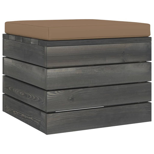 Vidaxl Otomana De Palets De Jardín Con Cojín Gris Taupe Madera De Pino_0