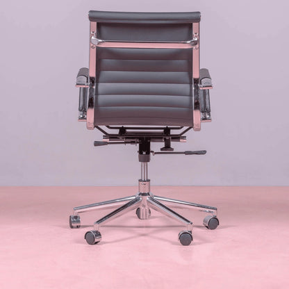 Silla De Escritorio Con Respaldo Bajo En Polipiel Y Reclinable - Alu_3