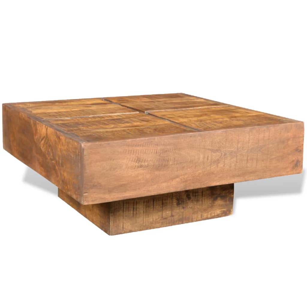 Mesa De Centro Cuadrada Madera Maciza De Mango Marrón_1