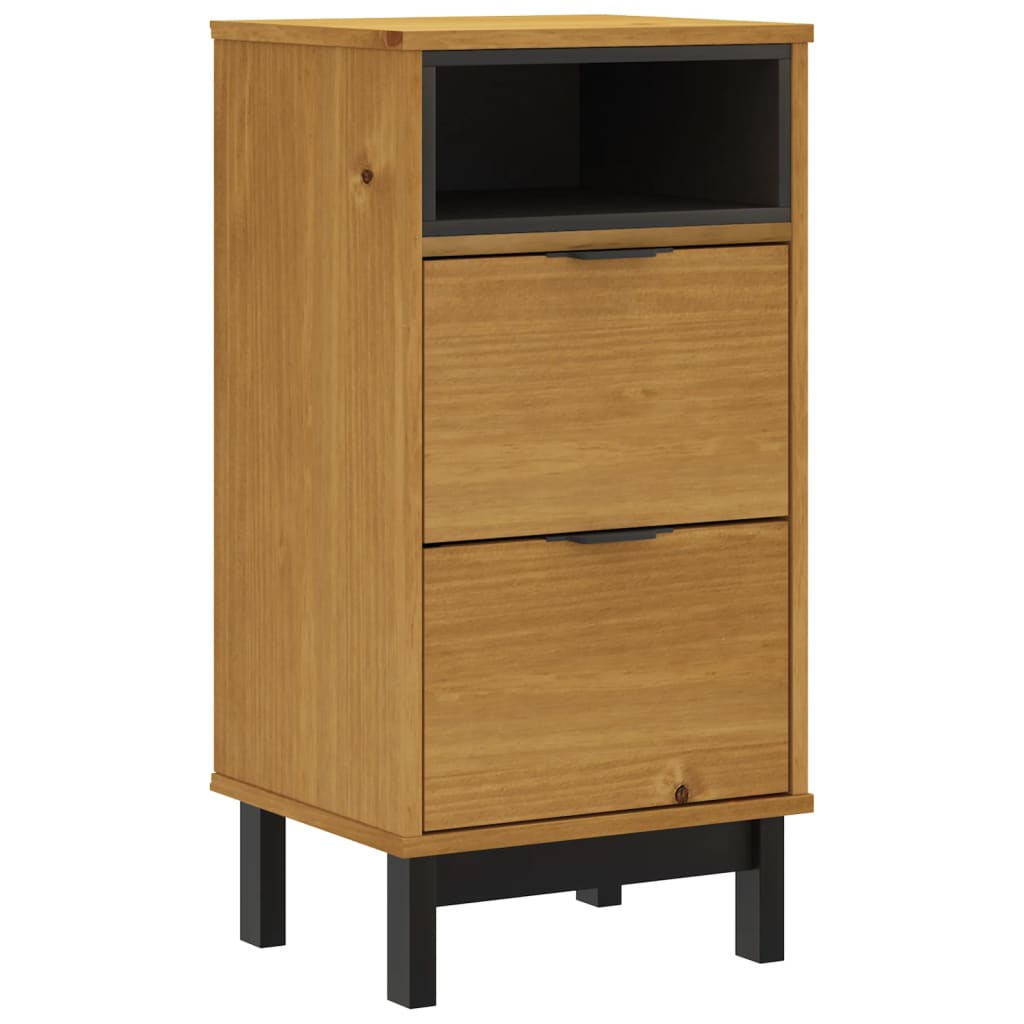Mesita De Noche Flam Madera Maciza De Pino 40x35x80 Cm_0