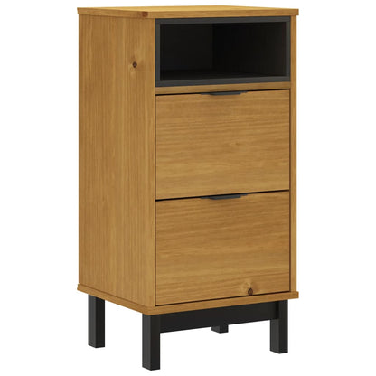 Mesita De Noche Flam Madera Maciza De Pino 40x35x80 Cm_0
