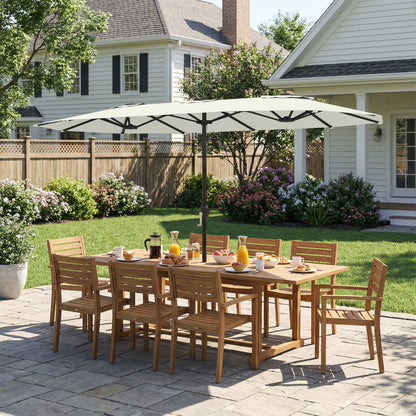 Outsunny Sombrilla Doble 4,6x2,6 M Con Protección Uv50+ Y Manivela Blanco Crema_3