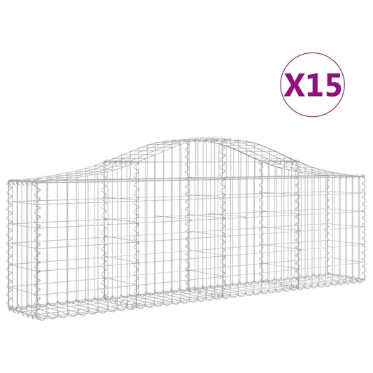 Cestas De Gaviones 15 Uds Forma De Arco Hierro 200x30x60/80 Cm_0