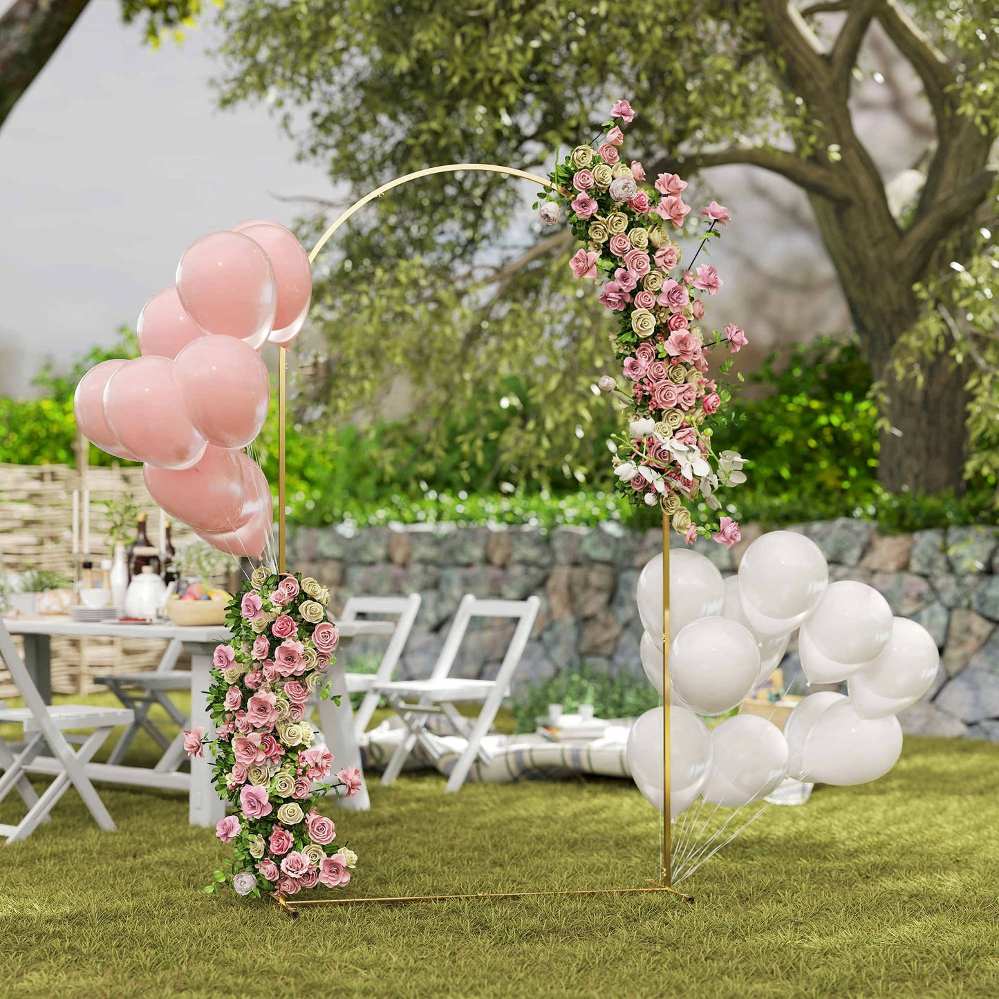 Outsunny Arco De Jardín De Metal Para Rosas Con Recubrimiento En Polvo Dorado_1