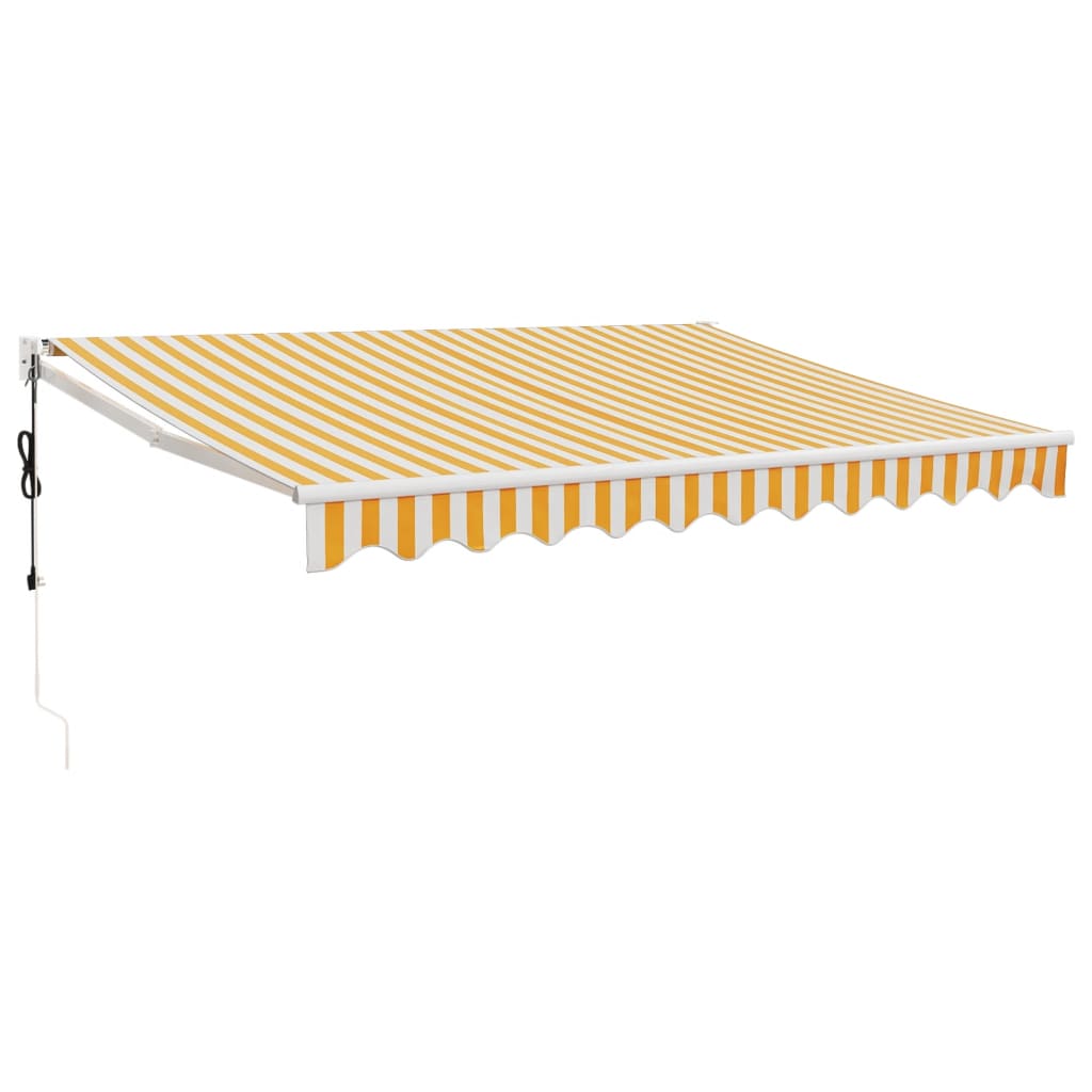 Toldo Retráctil Automático Amarillo Y Blanco 3,5x2,5 M_0