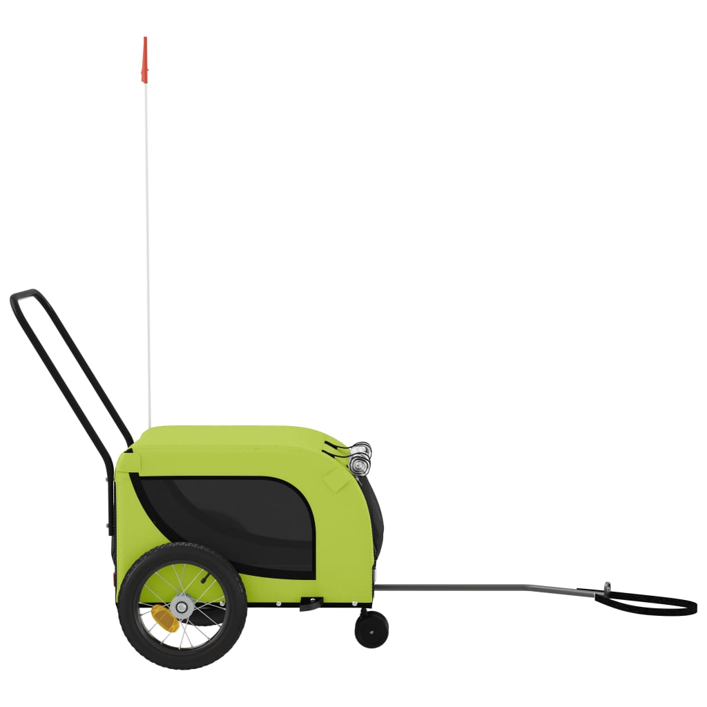 Remolque De Bicicleta Mascotas Hierro Tela Oxford Verde Negro_4