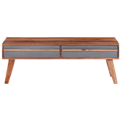 Mesa De Centro De Madera Maciza Gris 110x50x40 Cm_1