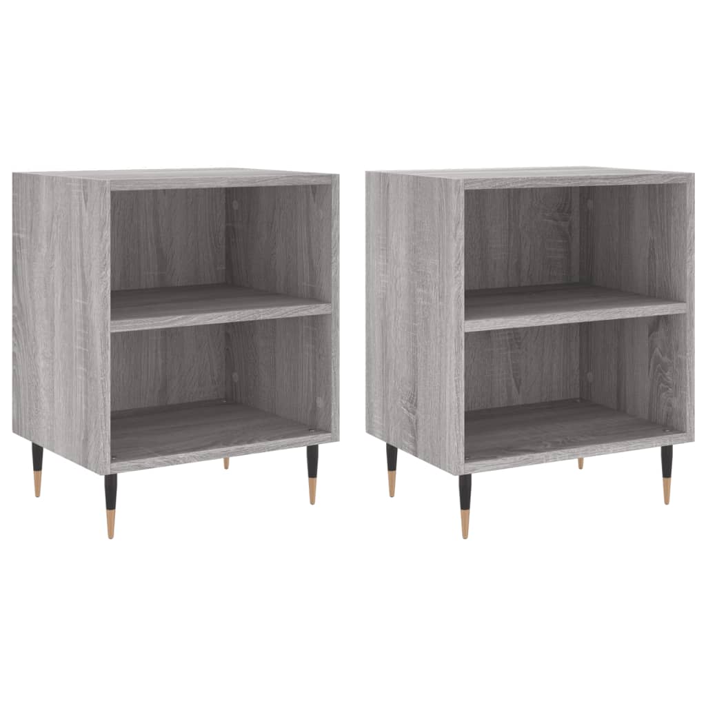 Mesita De Noche 2 Uds Madera Ingeniería Gris Sonoma 40x30x50 Cm_0