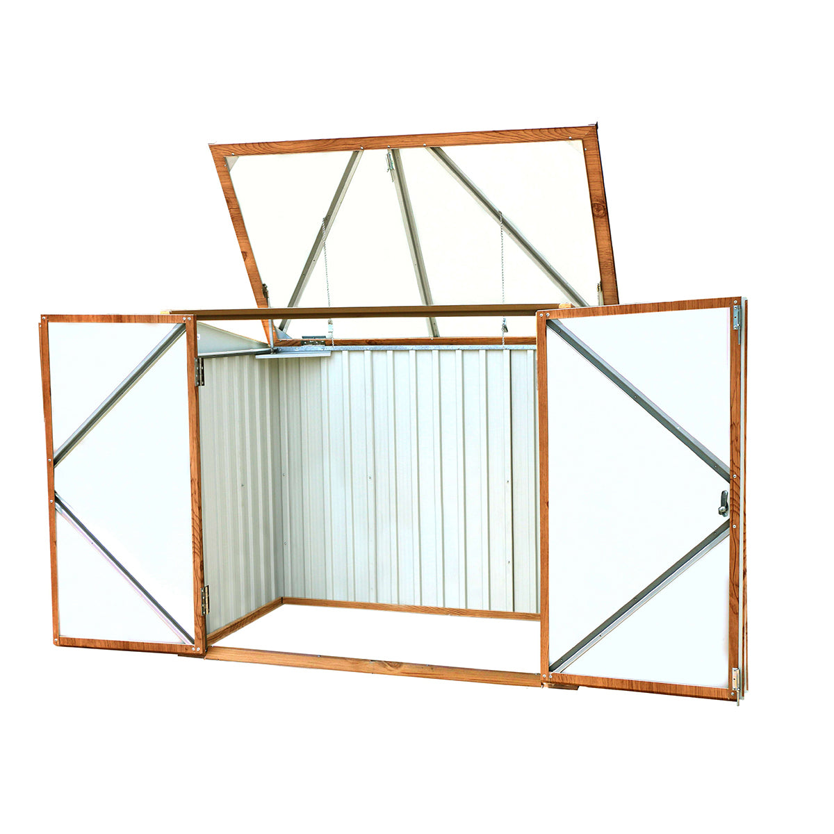 Outdoor Storage Chest 770 L Metal With Wood-look Finish_4