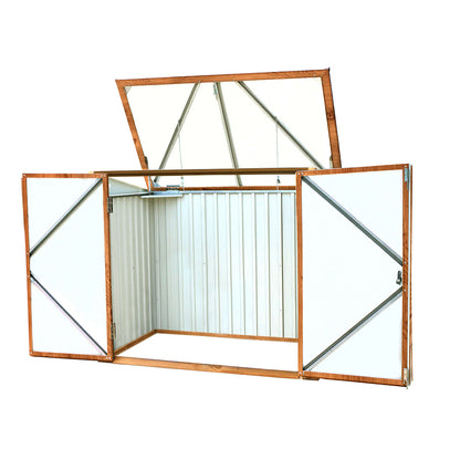 Outdoor Storage Chest 770 L Metal With Wood-look Finish_4