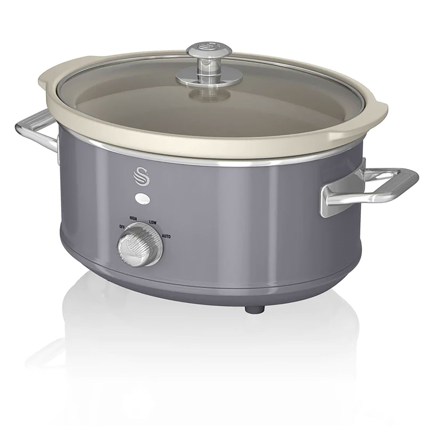 Swan Retro Olla Cocción Lenta, 3,5l, Recipiente Extraíble Antiadherente Cerámica Libre Pfoa, Vintage, Sf17021grneu, Gris_0
