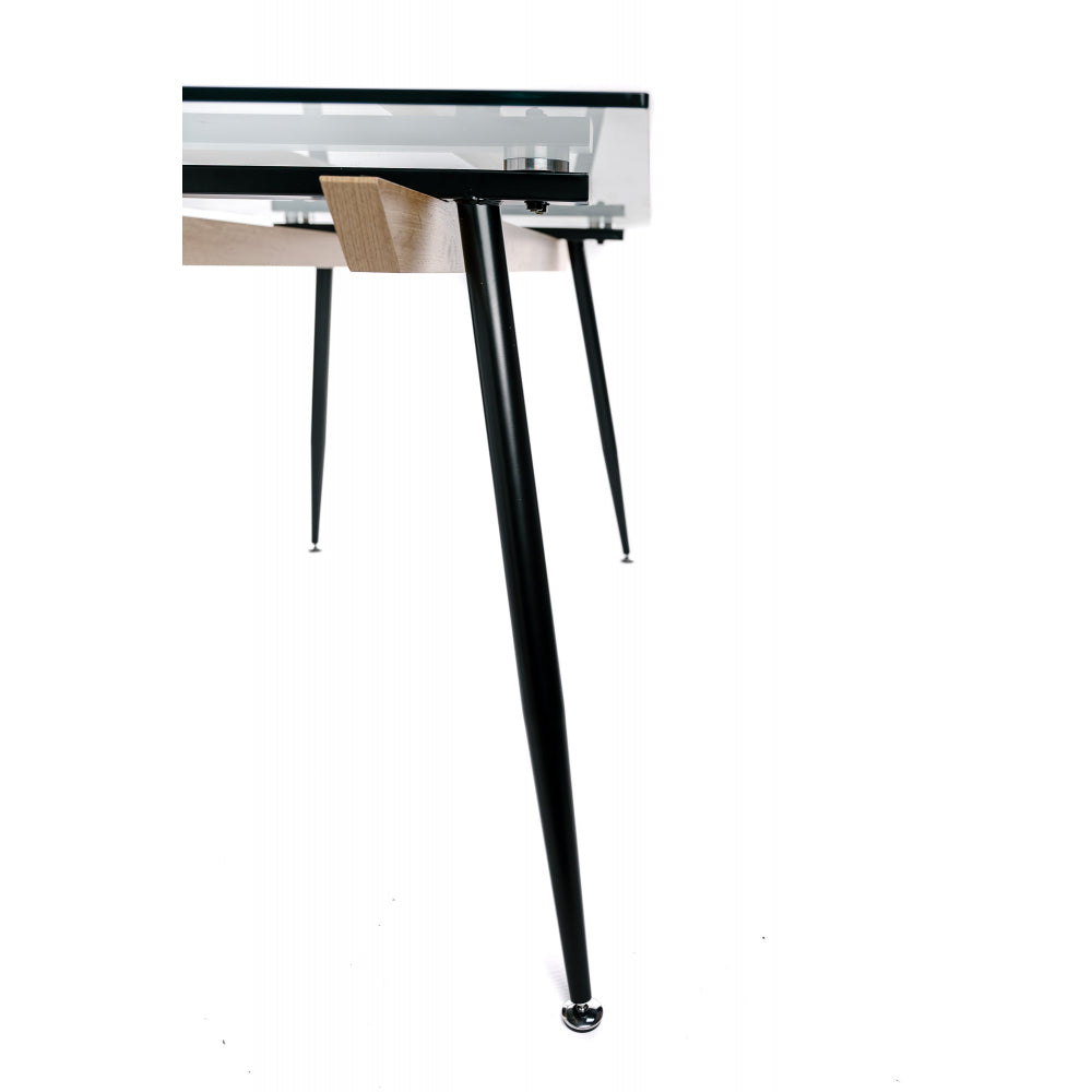 Mesa Comedor Salón Estructura Metal Y Madera Tapa Cristal 6 Personas Industrial Vintage 160x80xh75_3