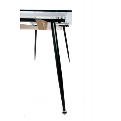 Mesa Comedor Salón Estructura Metal Y Madera Tapa Cristal 6 Personas Industrial Vintage 160x80xh75_3