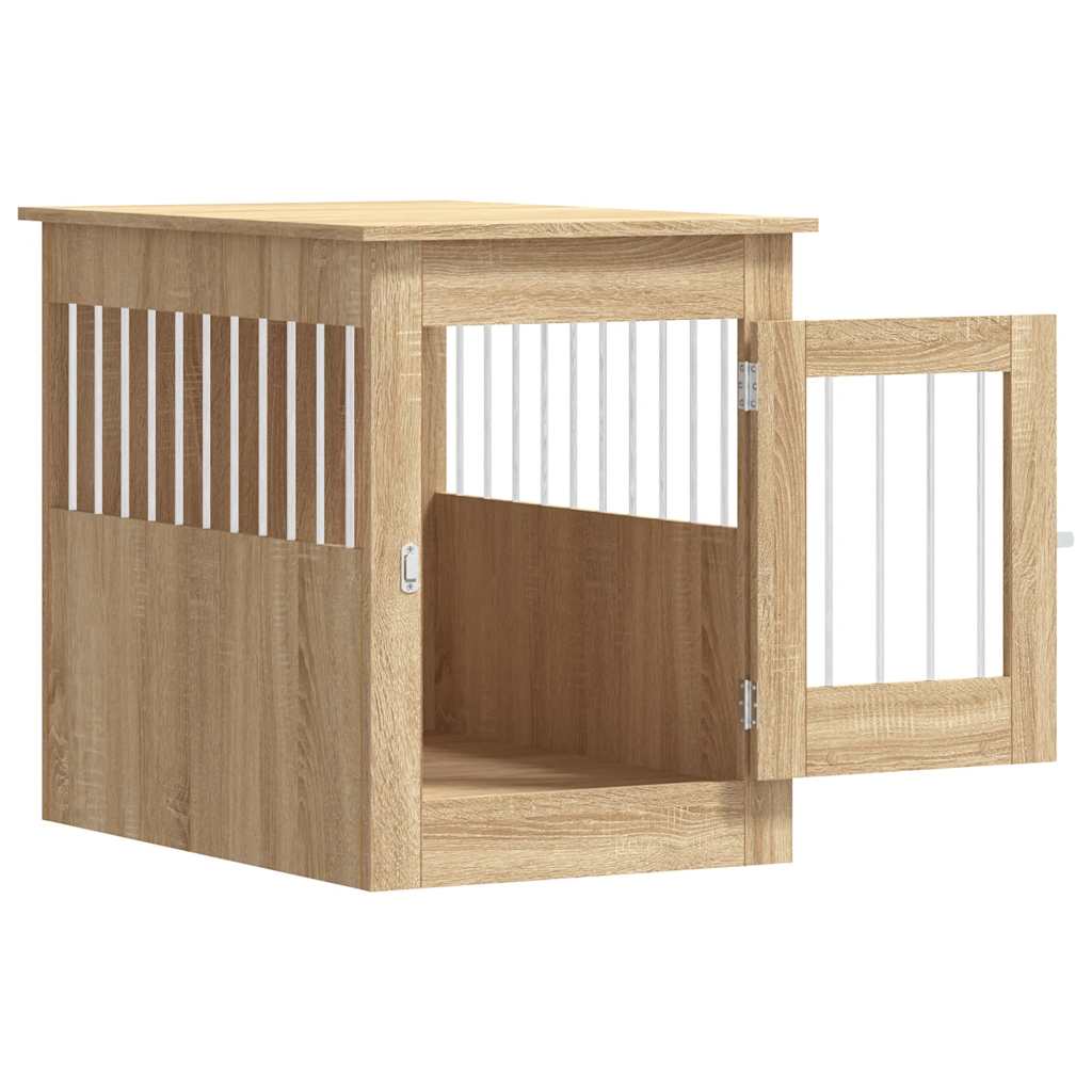 Jaula Para Perros Madera De Ingeniería Roble Sonoma 55x80x68 Cm_5
