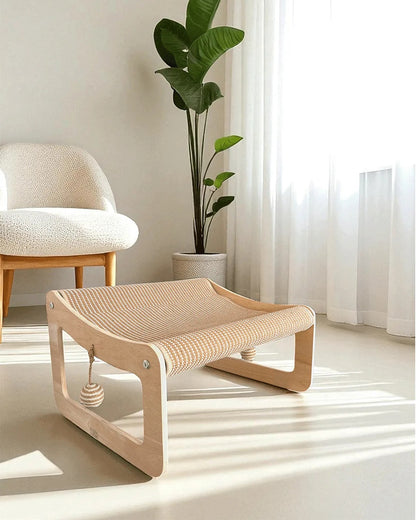Hamaca Para Gatos Cala Serena Elevada De Diseño Natural Althea Living 53x40x30cm_1