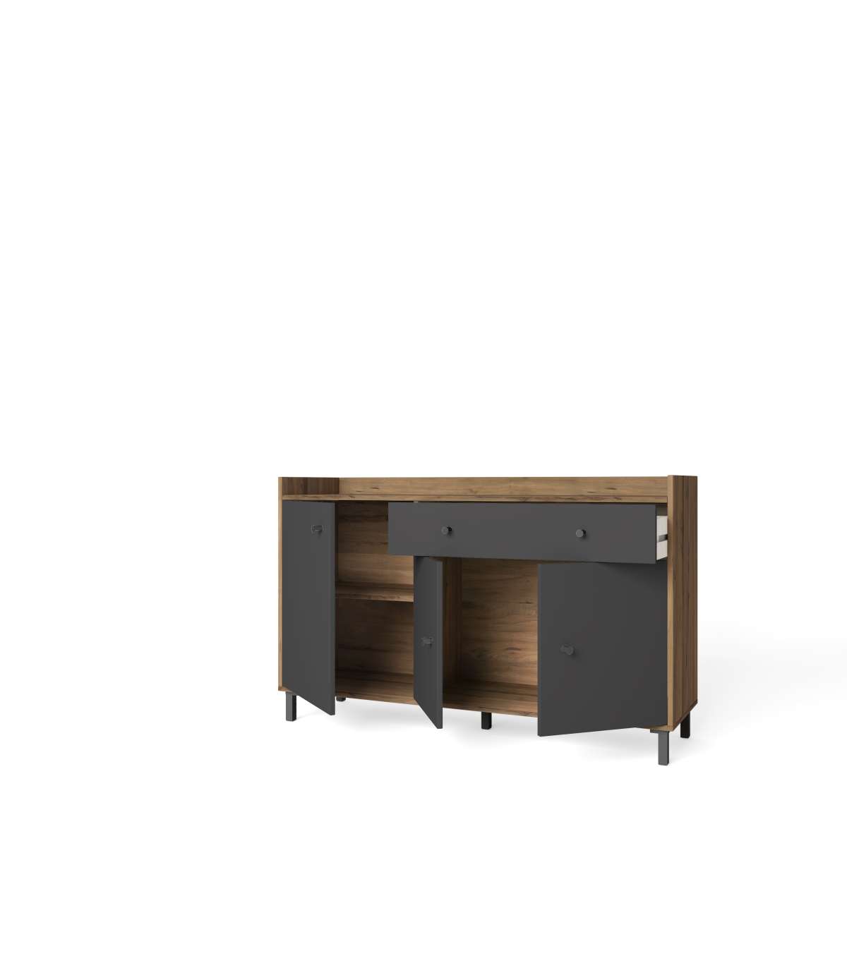 Mueble Aparador Marta 3 Puertas 1 Cajón Acabado Pizarra/sabi, 136cm(ancho) 80cm(alto) 40c_2