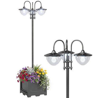 Outsunny Farol Solar De Jardín 189 Cm Con 18 Luces Led Blanca Fría 6000k Ip44_0