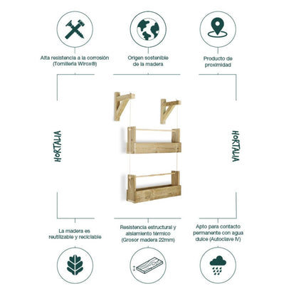 Jardinera vertical Big Woody 2 Bandejas Hortalia