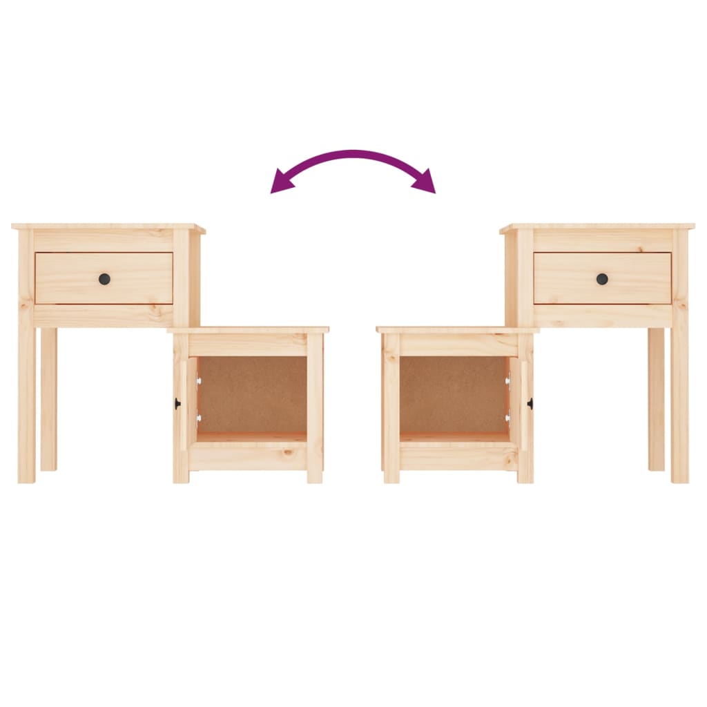 Mesita De Noche Madera Maciza De Pino 79,5x38x65,5 Cm_3