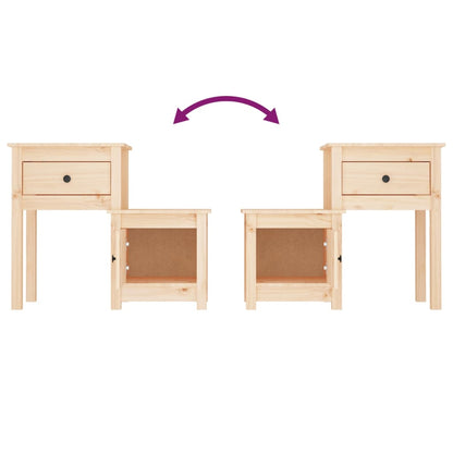 Mesita De Noche Madera Maciza De Pino 79,5x38x65,5 Cm_3