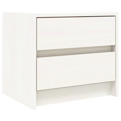 Mesita De Noche Madera Maciza De Pino Blanco 40x31x35,5 Cm_0