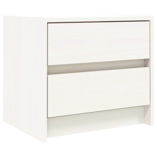 Mesita De Noche Madera Maciza De Pino Blanco 40x31x35,5 Cm_0