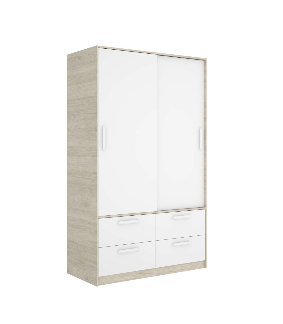 Armario Puertas Correderas Celia Acabado Blanco/natural, 204 Cm(alto)120 Cm(ancho)65 Cm(la_2