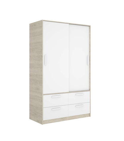 Armario Puertas Correderas Celia Acabado Blanco/natural, 204 Cm(alto)120 Cm(ancho)65 Cm(la_2