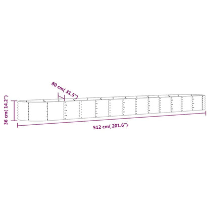 Jardinera Arriate Acero Galvanizado Antracita 512x80x36 Cm_5