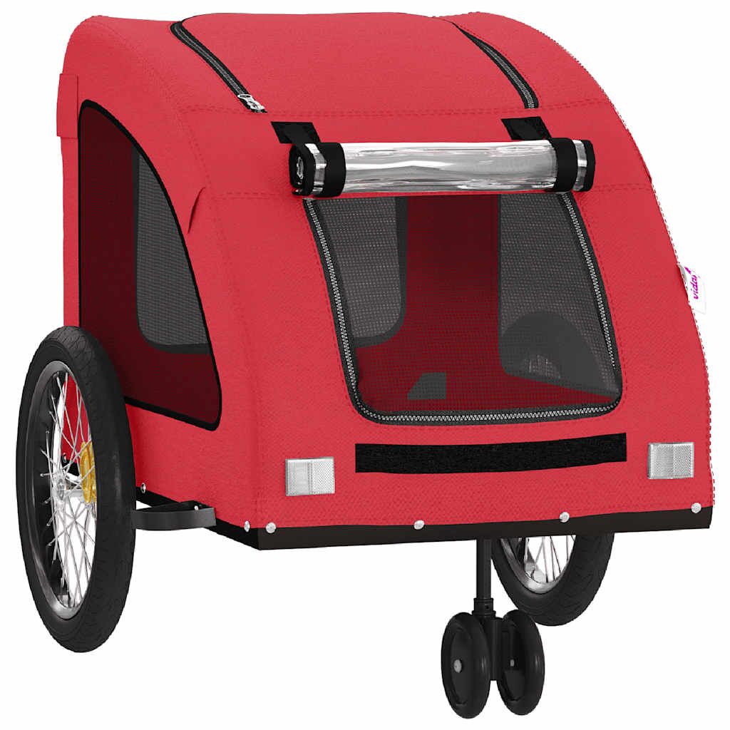 Vidaxl Remolque De Bicicleta Mascotas Hierro Tela Oxford Rojo_4
