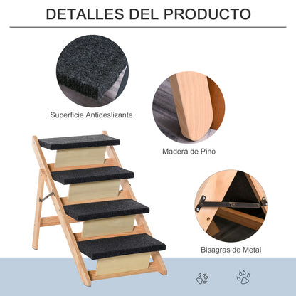 Pawhut Escalera De Madera Para Perros Plegable Rampa Mascotas Portátil Con 4_5