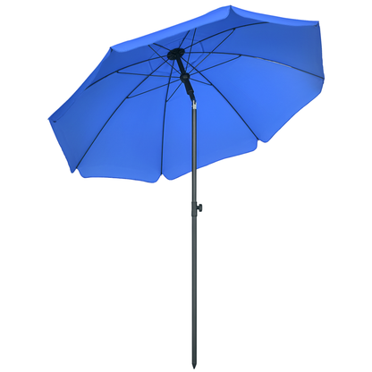 Outsunny Sombrilla De Playa Grande Ø180 Cm Con Ángulo Ajustable Azul_0