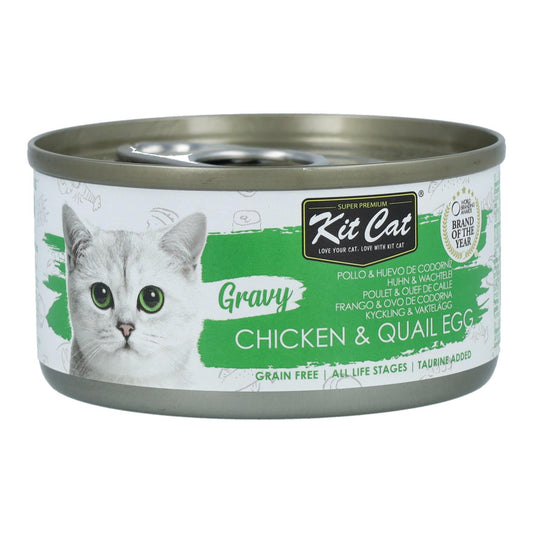 Kit Cat Lata Gravy - Pollo & Huevo Codorniz 70 g Comida húmeda para gatos en salsa