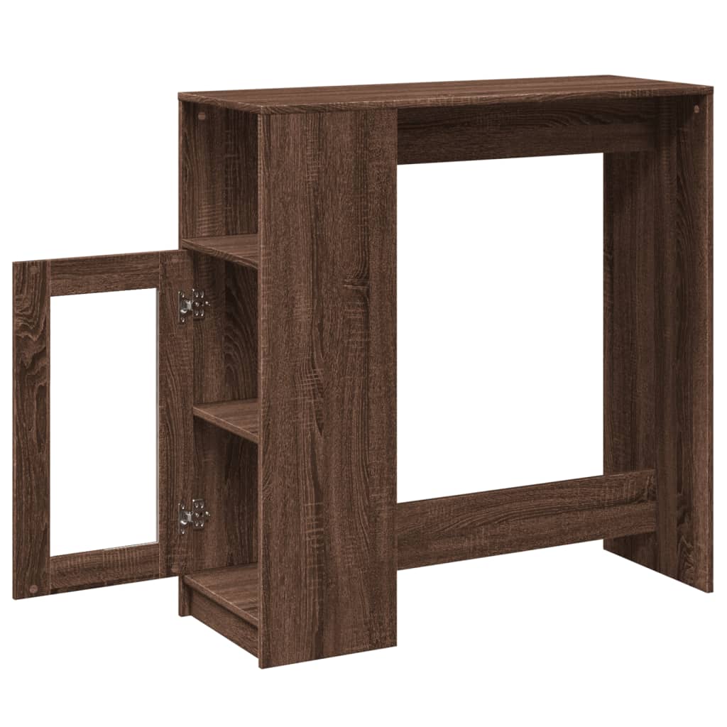 Mesa Alta Bar Con Estantes Marrón Roble 101x40x103,5 Cm_3