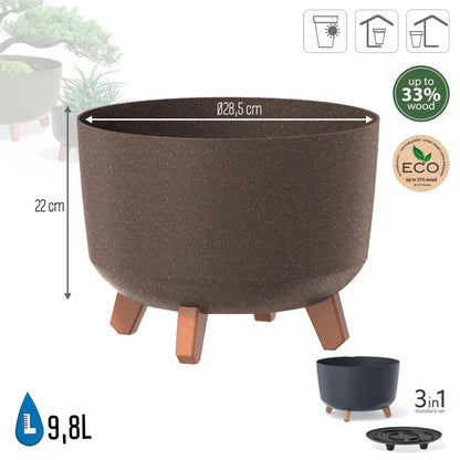 Macetero Color Café,sin Depósito , Colección Gracia De 28,5 X 28,5 X 22 Cm, Capacidad De 9,8 L._2