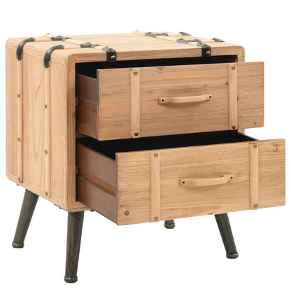 Mesita De Noche Madera Maciza De Abeto 50x35x57 Cm_2