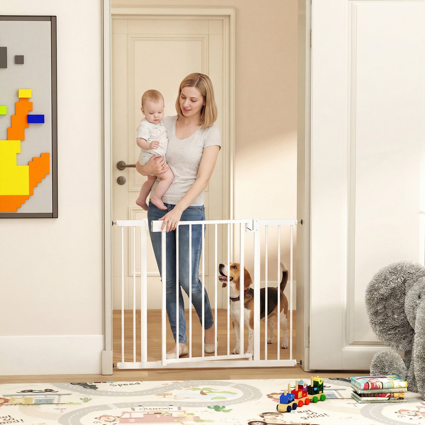 Pawhut Barrera De Seguridad Para Niños Y Perros_1