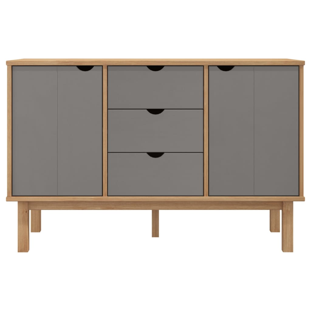 Aparador Otta Madera Maciza Pino Marrón Y Gris 113,5x43x73 Cm / Vetonek_2