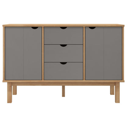 Aparador Otta Madera Maciza Pino Marrón Y Gris 113,5x43x73 Cm / Vetonek_2