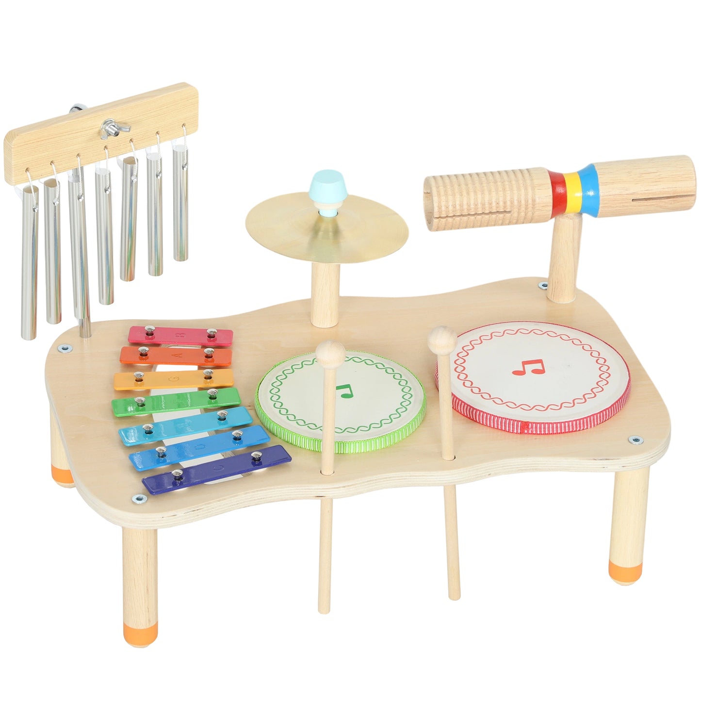 Aiyaplay Instrumentos Musicales Infantiles De Madera Con Tambor Y Xilófono_0