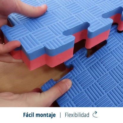 Artatami® Tatami Puzzle 1x1x25 Mm Rojo - Azul Pack Ahorro【24 Unidades】gimnasios - Fitness - Pilates - Yoga_3