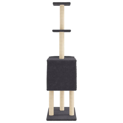 Vidaxl Rascador Para Gatos Con Postes De Sisal Gris Oscuro 145 Cm_4
