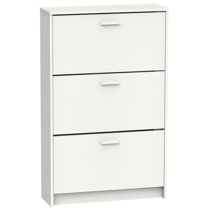 Zapatero Entrada Recibidor, Mueble Auxiliar Estrecho Zapatos, 3 Puertas, Madera 119,5x74x25 Cm, Briebe, Nova, Blanco